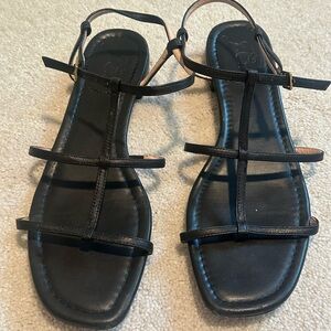 Black Leather Jcrew ankle strap gladiator sandals